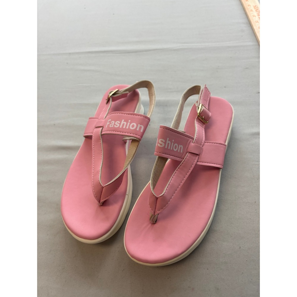 Fashion Pink Platform Thong Sandals Adjustable Slingback Buckle Size 37